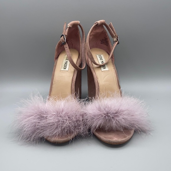 Steve Madden Shoes - Steve Madden Feather Block Heels Strappy US Womens 10 Blush CARABU